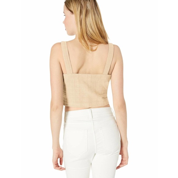 NWT!! Roxy Women's Ocean Groove Button Front Cropped Tank Ivory Cream - Picture 3 of 10